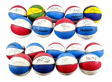 Lot of (18) Signed Mini Basketballs Including Alonzo Mourning & Chris Webber